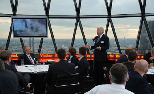 Filming LED scrolling Signs at the Gherkin for television programme
